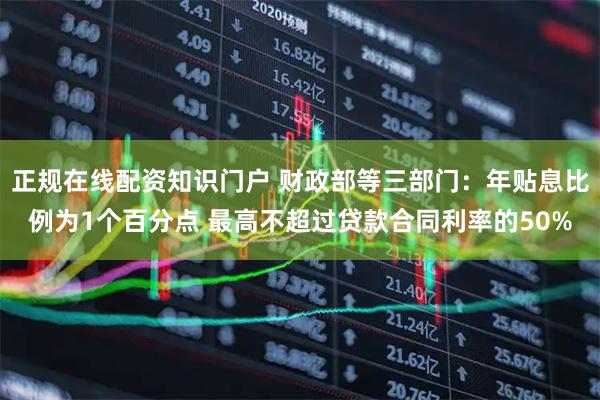 正规在线配资知识门户 财政部等三部门：年贴息比例为1个百分点 最高不超过贷款合同利率的50%